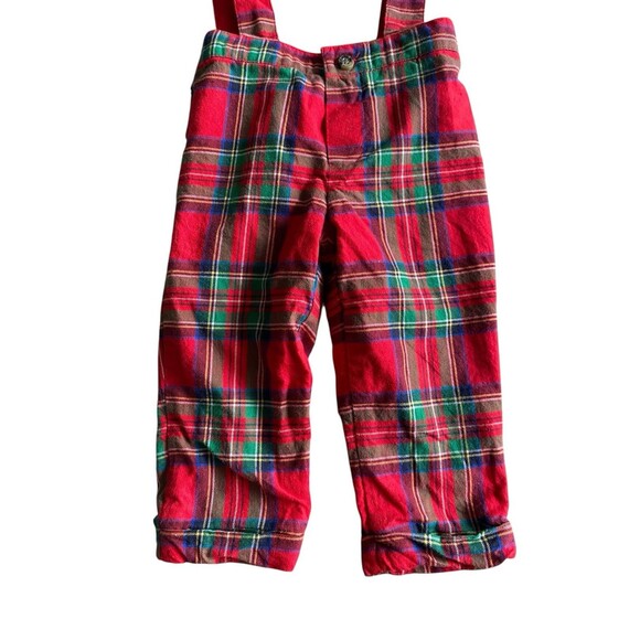 Janie and Jack Plaid Suspender Pants 6–12 Months Red Tartan Holiday - Picture 3 of 6